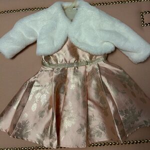 NWT Lots of Love by Speechless 9M Pink & Gold Holiday Dress with White Bolero